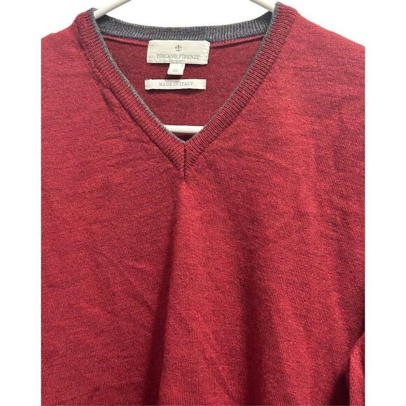 Men's Toscano Firenze Pure Merino Wool V Neck Sweater Size Extra Large - Picture 2 of 7